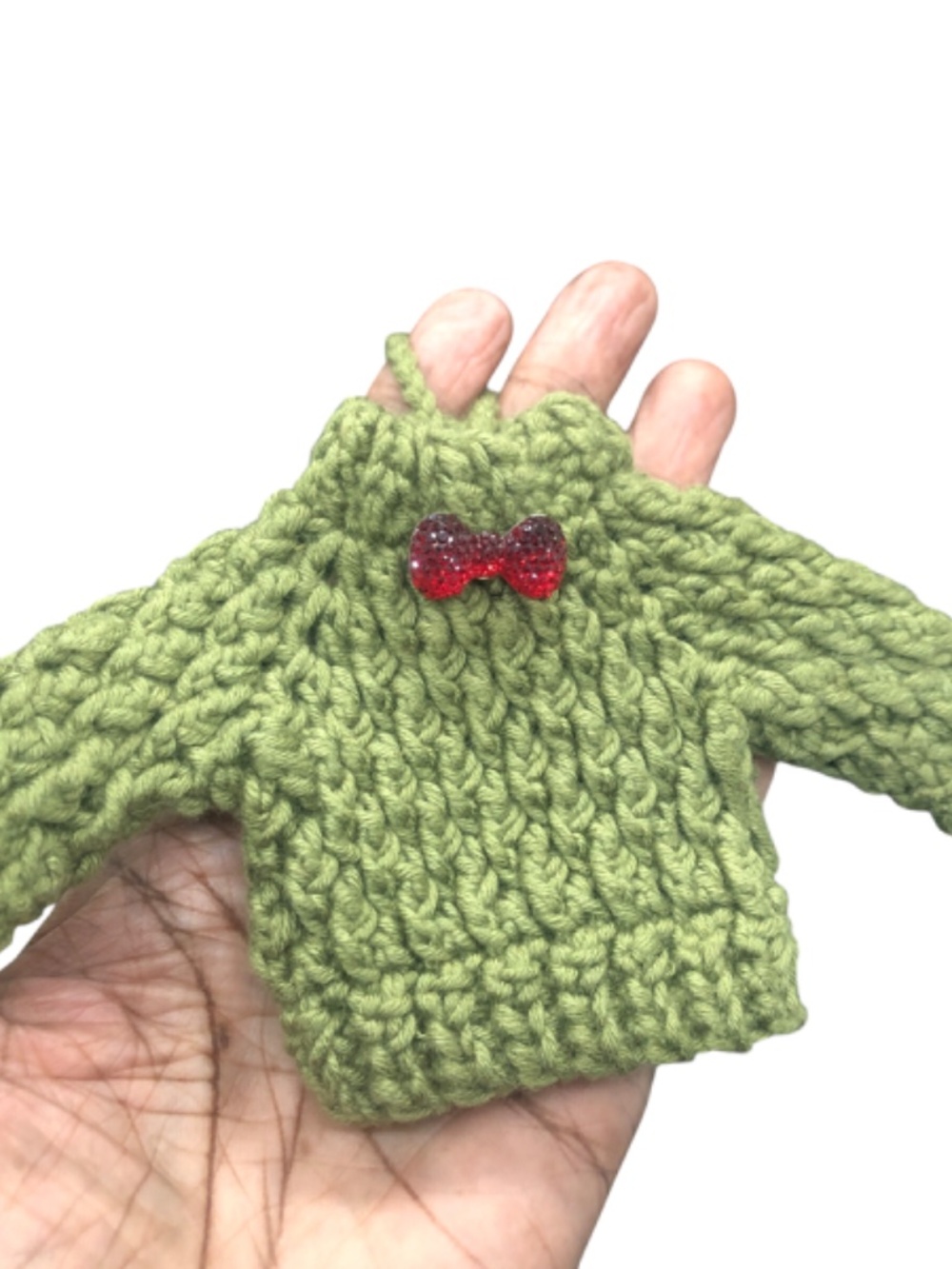 Christmas Holiday Crochet Mini Alpine Sweater Ornament, Gift Tag, Gift Tag